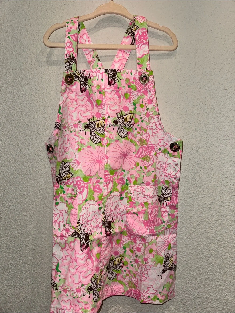 Lilly Pulitzer Pink Floral & Bee Pinafore Dress
